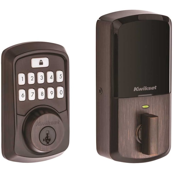 Aura Venetian Bronze Single Cylinder Electronic Bluetooth Keypad Smart Lock Deadbolt featuring Smart